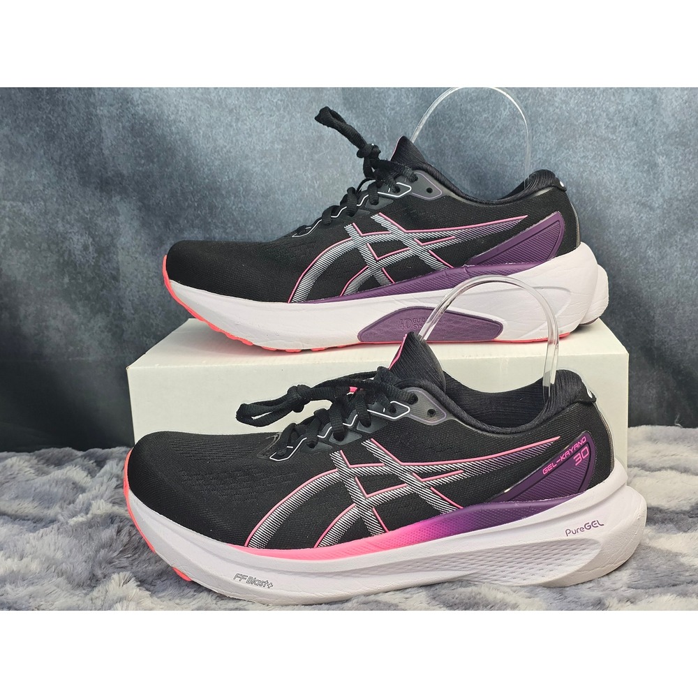 EUC ASICS Gel-Kayano 30 Black Pink Glo Stability Running Shoes Womens 9.5 Wide